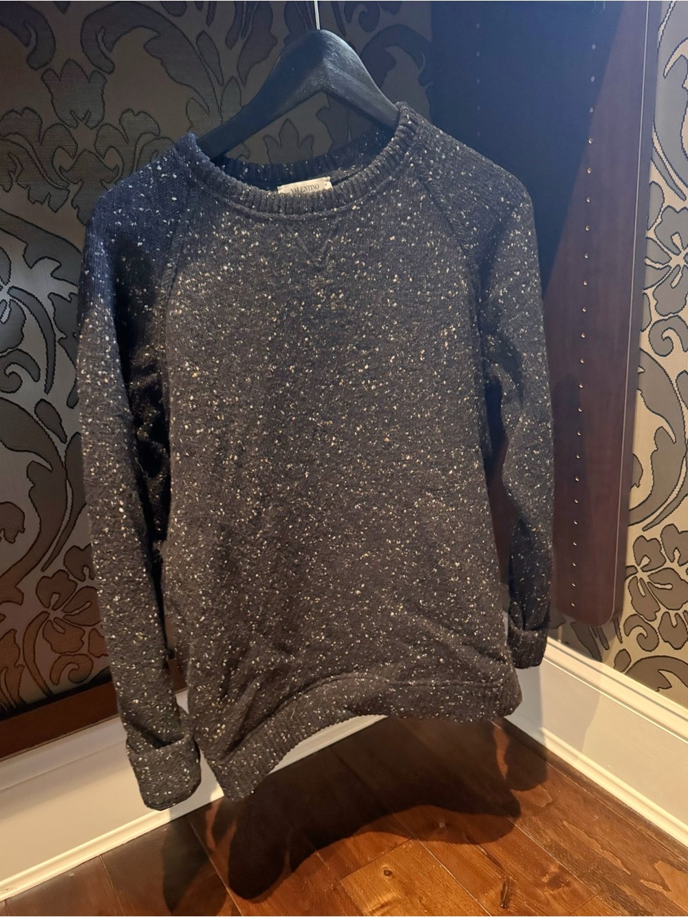Valentino oversized speckled wool crewneck sweater